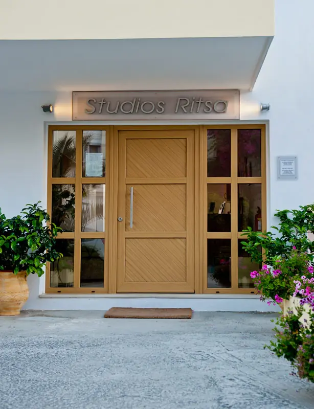 The entrance with the Studios Ritsa sign